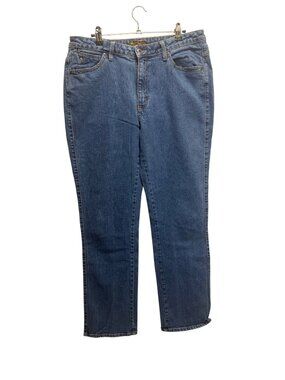 Aura Womens Medium Wash Straight-Leg Jeans With Five Pockets And Contrast Stitch